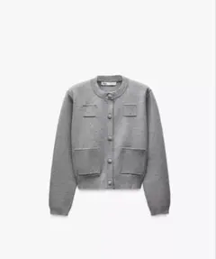 ZARA プレーンニットジャケットパデッドショルダー