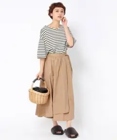 studio CLIP＊チノロングフレアスカート ベージュ M