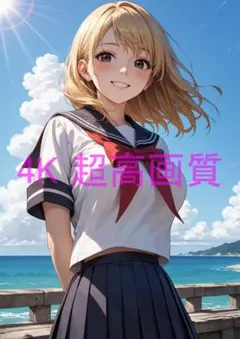 月屋 1点物 高画質 A4 ポスター アニメ イラスト セーラー服 #0153
