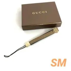 GUCCI グッチ レザー 携帯ストラップ ゴールド ロゴプレート 箱付のサムネイル