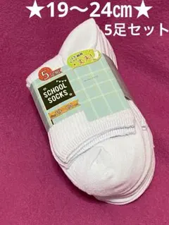 【新品未使用】5足セット スクールソックス 白 19㎝〜24cm