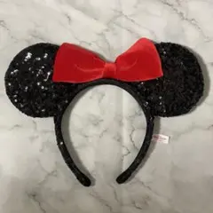 ディズニー ミニー ベロア リボン スパンコール カチューシャ