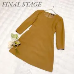 ファイナルステージ◆膝丈ワンピース(L)ベージュ 日本製 上品 レトロ 古着女子のサムネイル