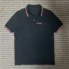 PRADA 黒 ポロシャツ ストライプ付き - メルカリ