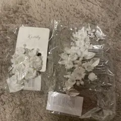 ウェディング　アクセサリー　イヤリング　ヘッドドレスセット