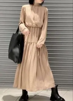 美品　ミラオーウェン　バックボウタイブラウジングワンピース　ロングドレス　ピンク