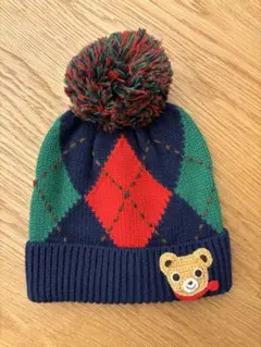 [新品未使用タグ付き]ミキハウス ニット帽 ポンポン付き