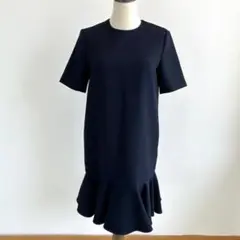 アール/36/濃紺/ペプラムワンピース/半袖/きれいめ/上品/春夏秋/オンワードのサムネイル