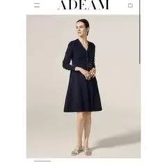 ADEAM アディアム フレア ワンピース ドレス 変形 ネイビー ブルー ADEAM アディアム フレア ワンピース ドレス 変形 ネイビー ブルー