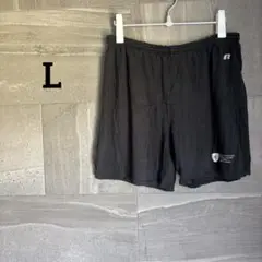 黒のハーフパンツ 【L】 ロゴ付き ブラック ストレッチパンツ トレーニング