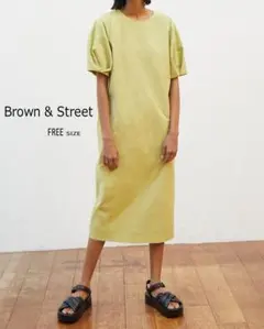 ⭐週末限定⭐未使用品 Brown&Street バブルスリーブ配色ワンピース