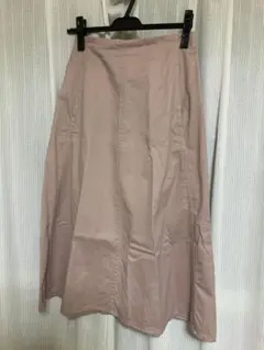 ユニクロ コットンフレアミディスカート チノ素材 ひざ下 ピンクベージュ w61