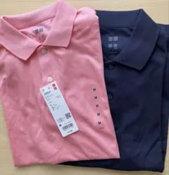 UNIQLO エアリズム コットンカノコポロシャツ ネイビーピンクM 2枚セット