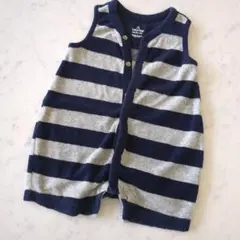 babyGap ストライプロンパース ネイビー/グレー　6month