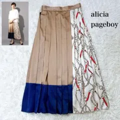 alicia pageboy スカーフ柄 配色 プリーツロングスカート