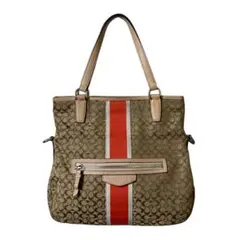 COACH コーチ シグネチャー ストライプ2WAYショルダートートF27024