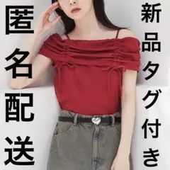 【新品タグ付き】ハニーズ Honeys オフショルトップス Sサイズ レッドのサムネイル