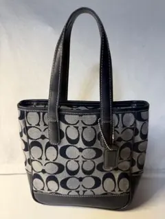 COACH コーチ フィールドトート30 シグネチャー ジャカード ネイビー