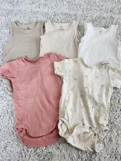 H&M オーガニックコットン ボディスーツ ノースリーブ3枚半袖2枚セット