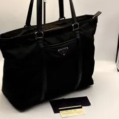 PRADAナイロンサフィアーノレザー切替トートBR2310 黒 ギャラ付ひもヒビのサムネイル