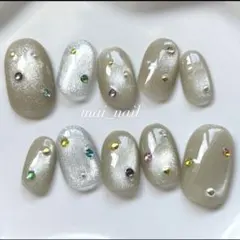 ☑︎オーロラ虹ちゅるん ネイルチップ 韓国 オーダー ニュアンスネイル