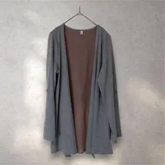 美品 ニットロングカーデ シアー レイヤード 2way グレー M 体型カバー