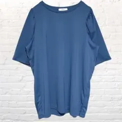 アーヴェヴェ　半袖トップス ブルー Lサイズ　シンプル 綺麗め　カットソー　無地