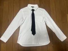 【美品】ゴムサ　キッズ　シャツ風ポロシャツ長袖 ネクタイ付 140A