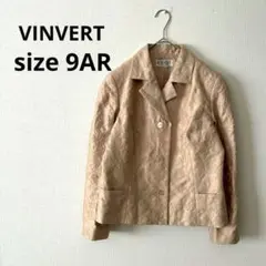 バンベール▶刺繍ジャケット 9AR ピンクベージュ 綿100% 日本製 上品のサムネイル