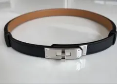 HERMES エルメス ケリー ベルト ブラック シルバー金具 K刻印 美品