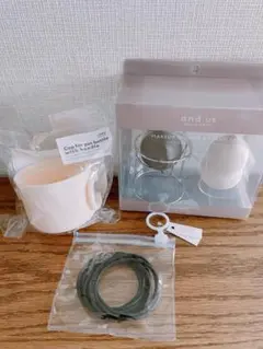 3COINS 新品 3点セット コップ キッチン スポンジ ヘアゴム 可愛い