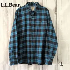 90s L.L.Bean ネルシャツ ブラックウォッチ マチ付き 猫目ボタン
