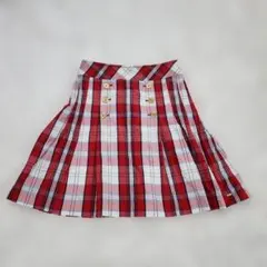 TOMMY HILFIGER 赤と白のチェック柄プリーツ膝丈スカートSのサムネイル