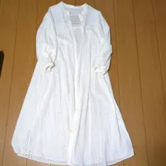 GLOBAL WORK ホワイト レース模様 シャツワンピース サイズF