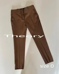 Theory スラックス ブラウン センタープレス テーパードパンツ サイズ0