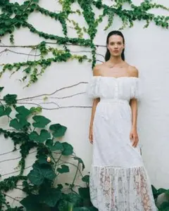 セルフポートレイト ワンピース ローズレース オフショルダー UK8 未使用