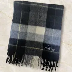 renoma チェック柄 マフラー ネイビー系