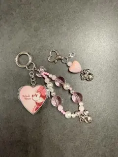 ミニー キーホルダー・キーチェーン ミラー ハート形