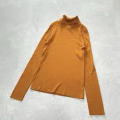 ジーユー GU〔L〕リブタートルネックセーター(長袖)毛玉になりにくい オレンジ