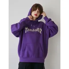 【別注】 THRASHER ファイヤーフーディ　パープル