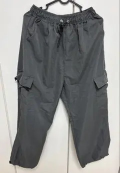 グレー カーゴパンツ ゴムウエスト