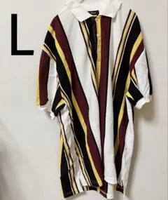 おしゃれ❣️メンズ　ビック　 ストライプ　ポロシャツ　トップス　ゆったり　Lサイズ