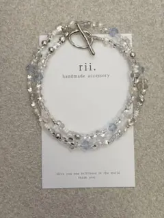 973 ビーズネックレス　ファルファーレ　ガラスビーズ　ライトブルー