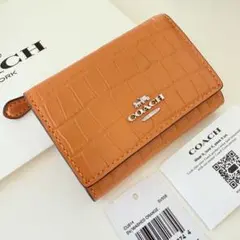 未使用】Coach 長財布 エンボスド レザー クロコ型押し ボルドー