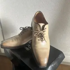 ベージュ レザー ドレスシューズ レースアップ