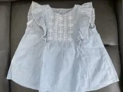 値下げBREEZEライトブルー フリル刺繍チュニック