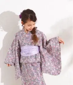 【新品タグ付き】ペアマノン　セパレート浴衣　グレーピンク　帯付き　120センチ