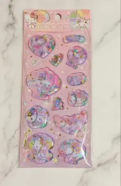 シナモンロール＆ハローキティ　ウォーターシール　立体　3Ｄ　キラキラ　まとめ売り
