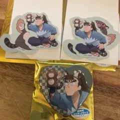 【即日発送】忍たま乱太郎 ナンジャタウン ハート缶バッジ ステッカー 中在家長次