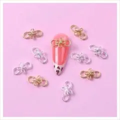 P283シルバー《2個》ネイルパーツ 水引き 成人式 和ネイル 和柄 お正月 冬